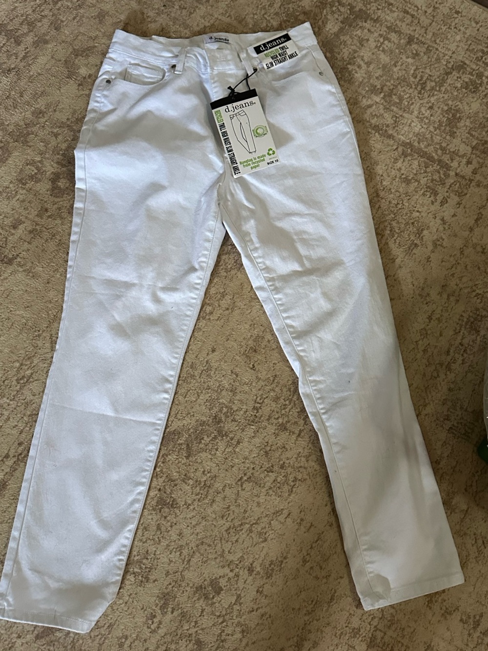 d.jeans Women’s Size 10 White High Waist Slim Straight Ankle Pants NWT